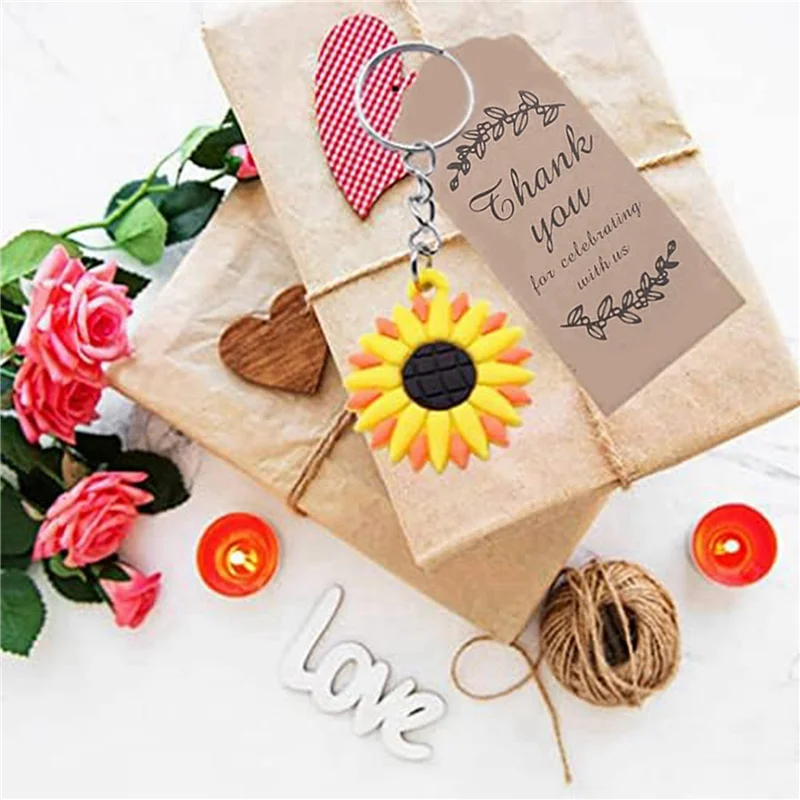 JY-60PCS Sunflower Keychain Sunflower Theme Party Favors Set
