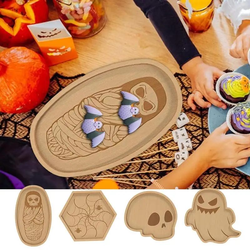 

Halloween Serving Tray Skull Ghost Mummy Spider Web Halloween Appetizer Boards Appetizer Charcuterie Boards Serving Trays and