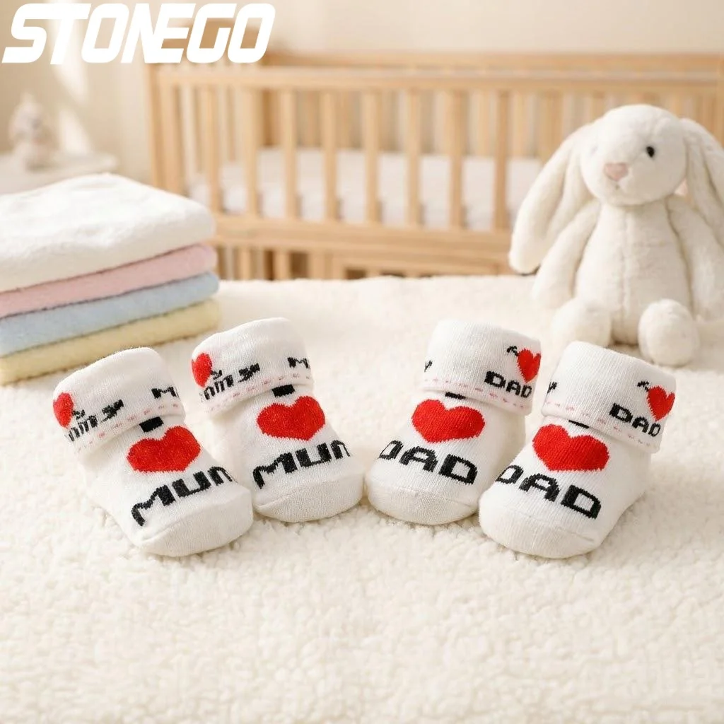 

Cute Newborn Baby Cotton Socks I Love Mom/Dad 0-6 Months Boys Girls Socks Soft Comfortable