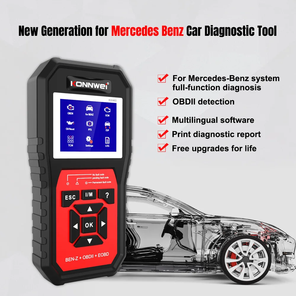 KW460 Mercedes-Benz special car dedicated 11 special functions full system airbag ABS brake system diagnostic scanner