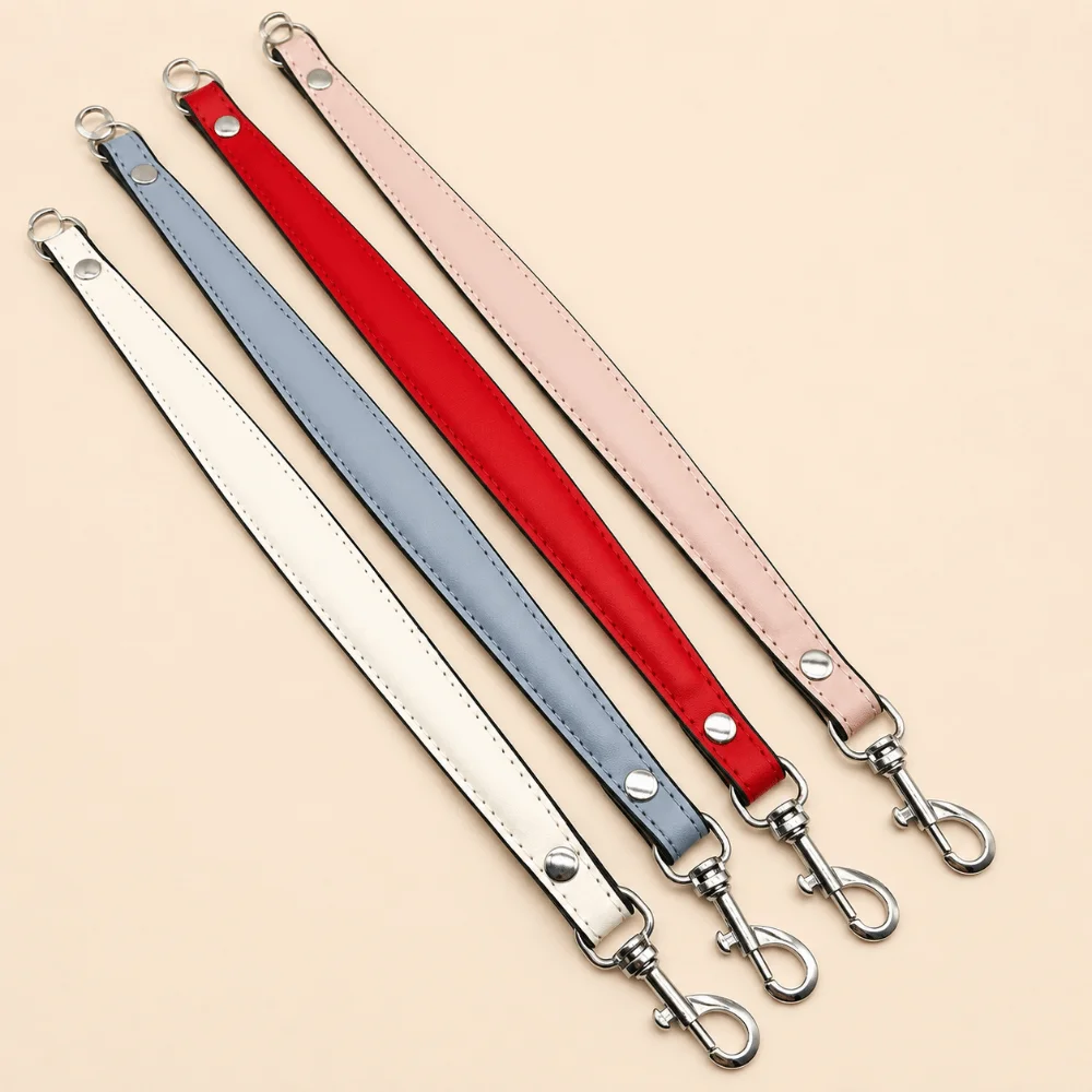 Sturdy Strap Short Shoulder Strap PU Leather+metal Metal Hardware Underarm Bag Strap Folded Strap Handbag Transformation Strap