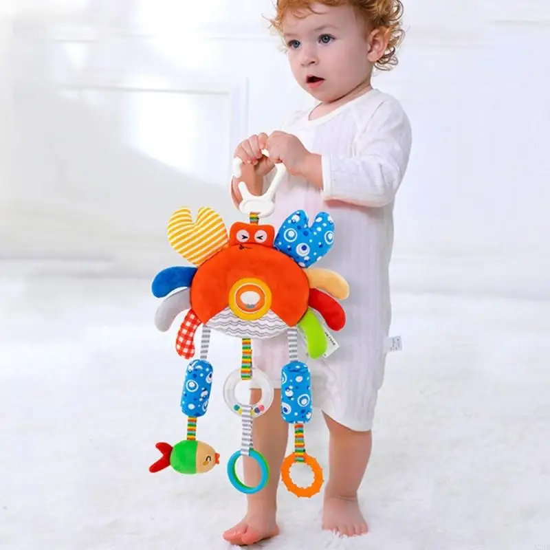 سرير أطفال دوار من القطيفة الناعمة مع أجراس موسيقية لتطوير التتبع البصري ولعبة التعليم المبكر A2UB #1