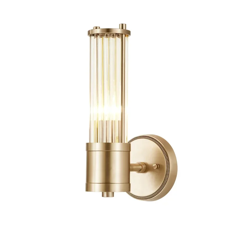 

~Wall Lamp Cylindrical Double Head up and down Luminous Brass Wall Lamp Crystal Column Bauhaus Art Style