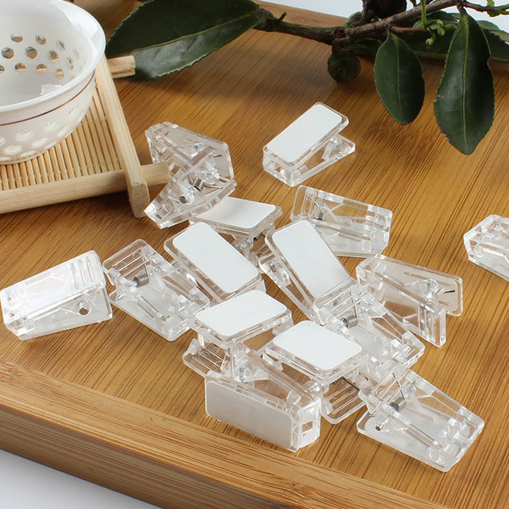 50pcs For Hanging Multifunctional Wall Tapestry Display Spring Loaded Heavy Duty Self Adhesive Clip Small Clear Portable Storage