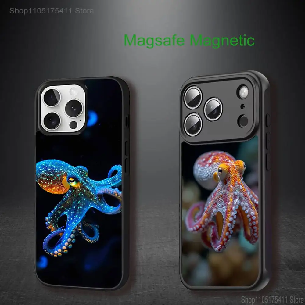 

Ocean Octopus MarineS Life Phone Case For iPhone 17,16,15,14,13,12,11,Pro,Max,Plus,Mini,SE4,E Magnetic Magsafe Wireless Charging