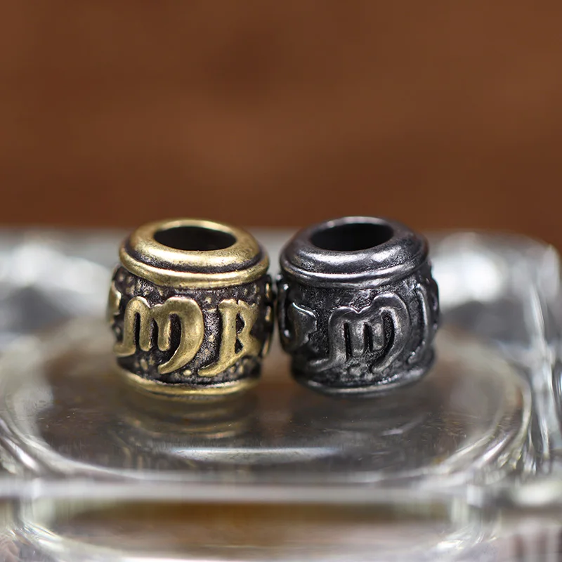 

Sanskrit Six-character Mantra Brass Knife Beads EDC DIY Paracord Woven Lanyard Pendant Jewelry Outdoor Decorations Accessories