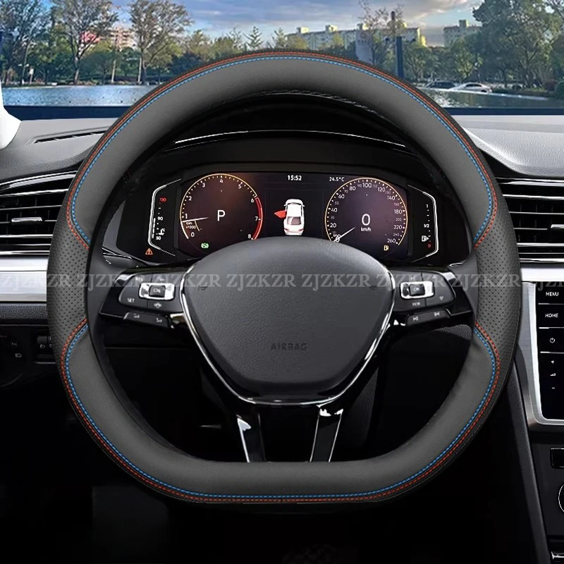 For VW Volkswagen T-Cross D Type Steering Wheel Ultra Thin Leather Steering Protector Anti Scratch Non-slip Auto Accessories