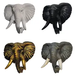 Hand Carved Elephant Head Model Wall Decoration Statues Wall Art