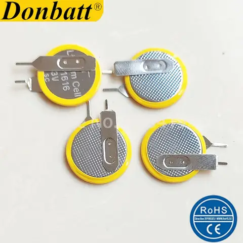 3V CR1616 Same side SMD Tabs Pins CR 1616 Lithium Coin Button Batteries for PCB Games 100% Fresh