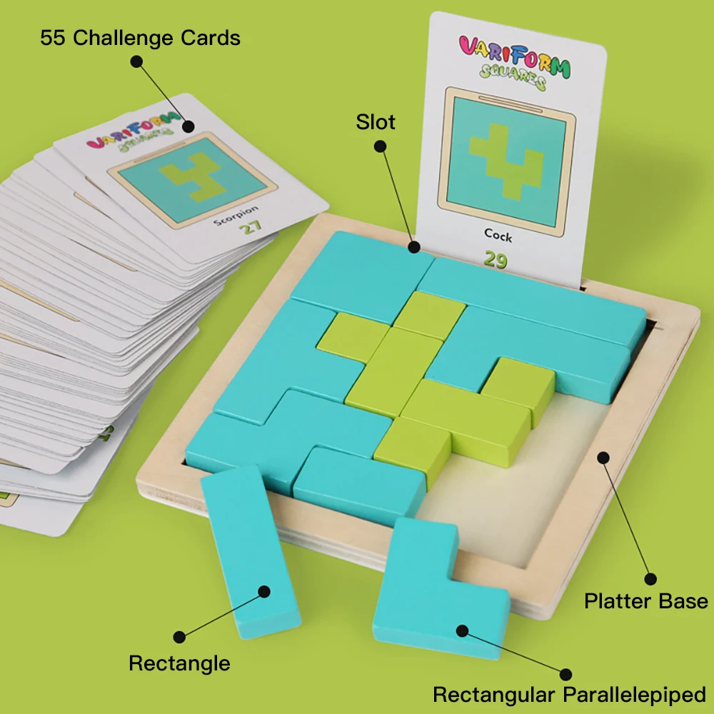 Wooden Jigsaw Puzzle Building Blocks Puzzle Toys Children's Spatial Imagination Logic Ability Edutional Solve Problems Game