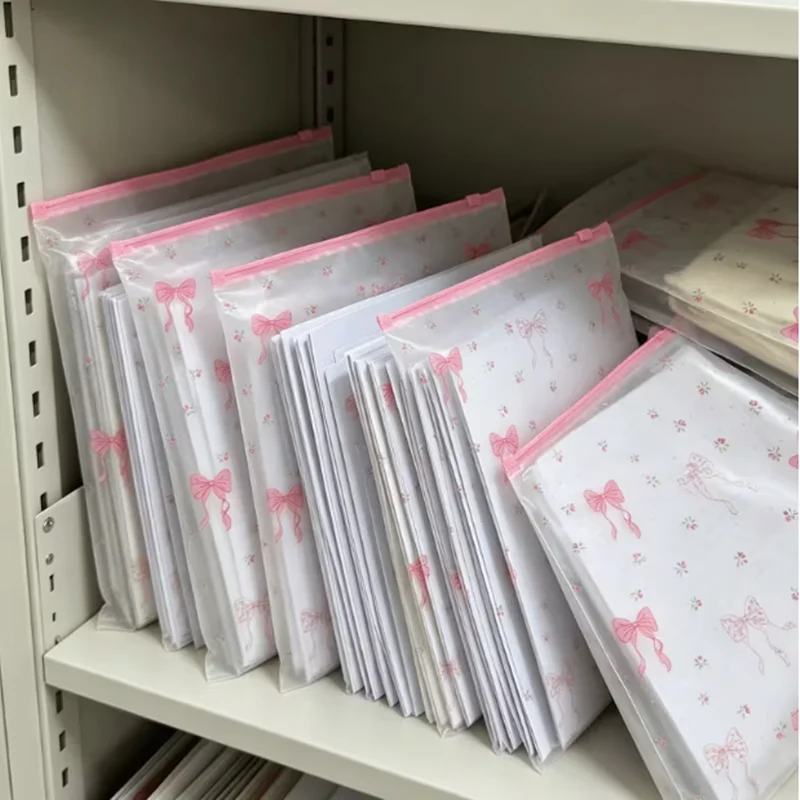 5pcs Belted A4 File Folder - Waterproof Zippered Semi-transparent Document Holder - Can Be Written on for Marking Information