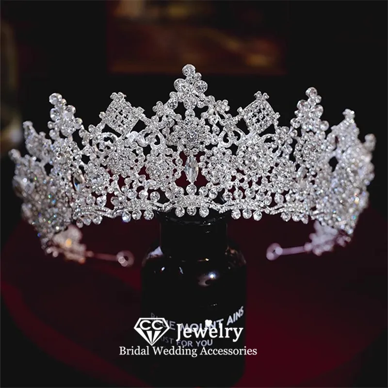 

Коронки для волос CC, женские аксессуары, свадебные повязки на голову, украшения для волос на помолвку, 100% ручная работа, тиары в стиле барокко, роскошные хрустальные диадемы YQ278