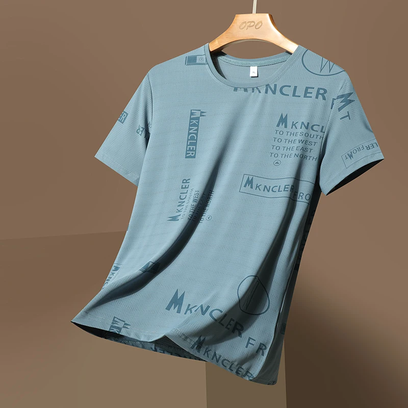 تي شيرت رجالي بأكمام قصيرة ، رقبة مستديرة ، عصري وغير رسمي ، حرير ثلجي ، فضفاض ، رائد فضاء ، Fas