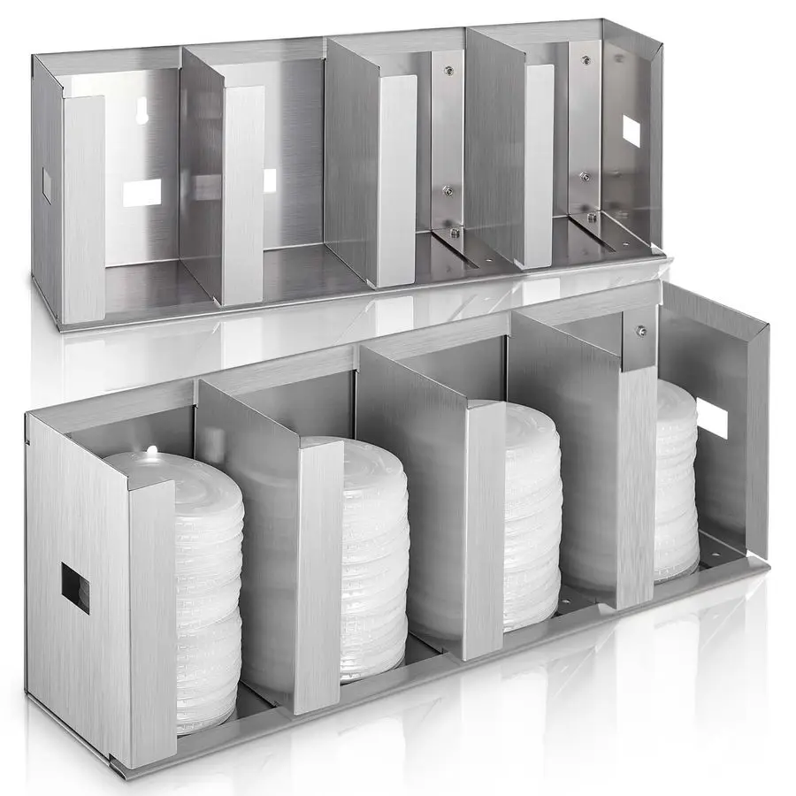 4-х отделений, диспенсер для чашек из нержавеющей стали с регулируемыми перегородками, серебряный держатель для чашек и крышек, органайзер для хранения крышек для кабины