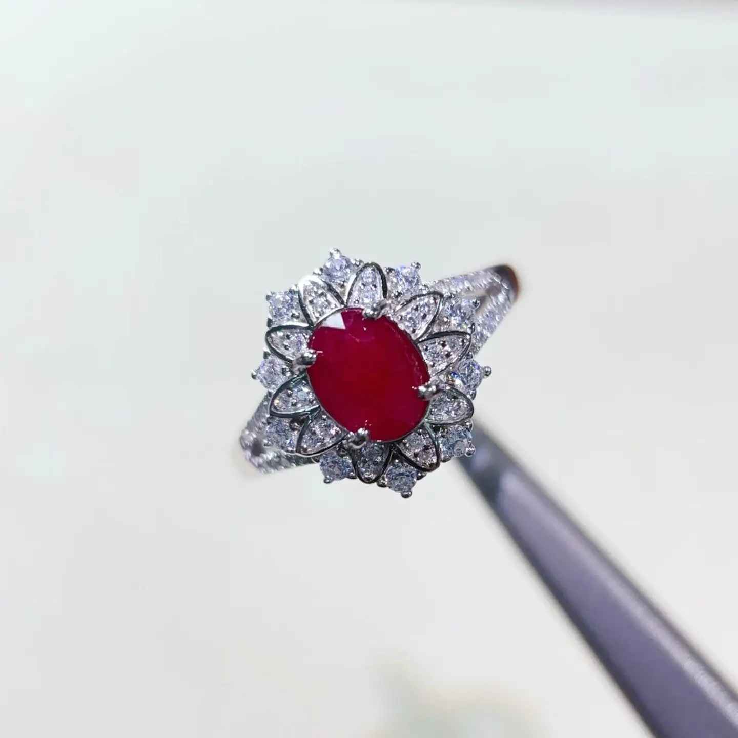 Exquisite 925 Silver Gemstone Ring Natural Ruby Ring with Free Certificate 5mm*7mm 0.7ct Real Ruby Jewelry