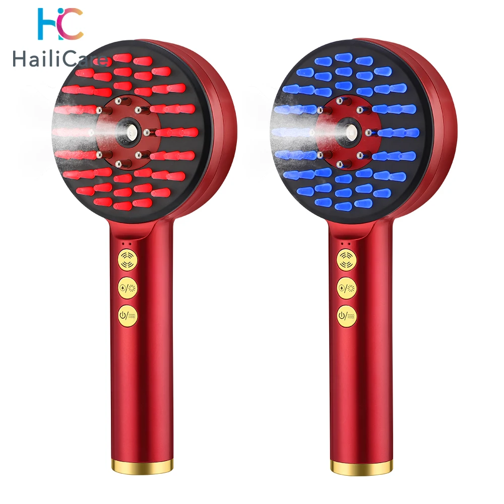 

Massage Comb Blue Red Light Therapy Vibration Electric Hair Massage Scalp Brush Negative Ion Spray Hair Growth Massager