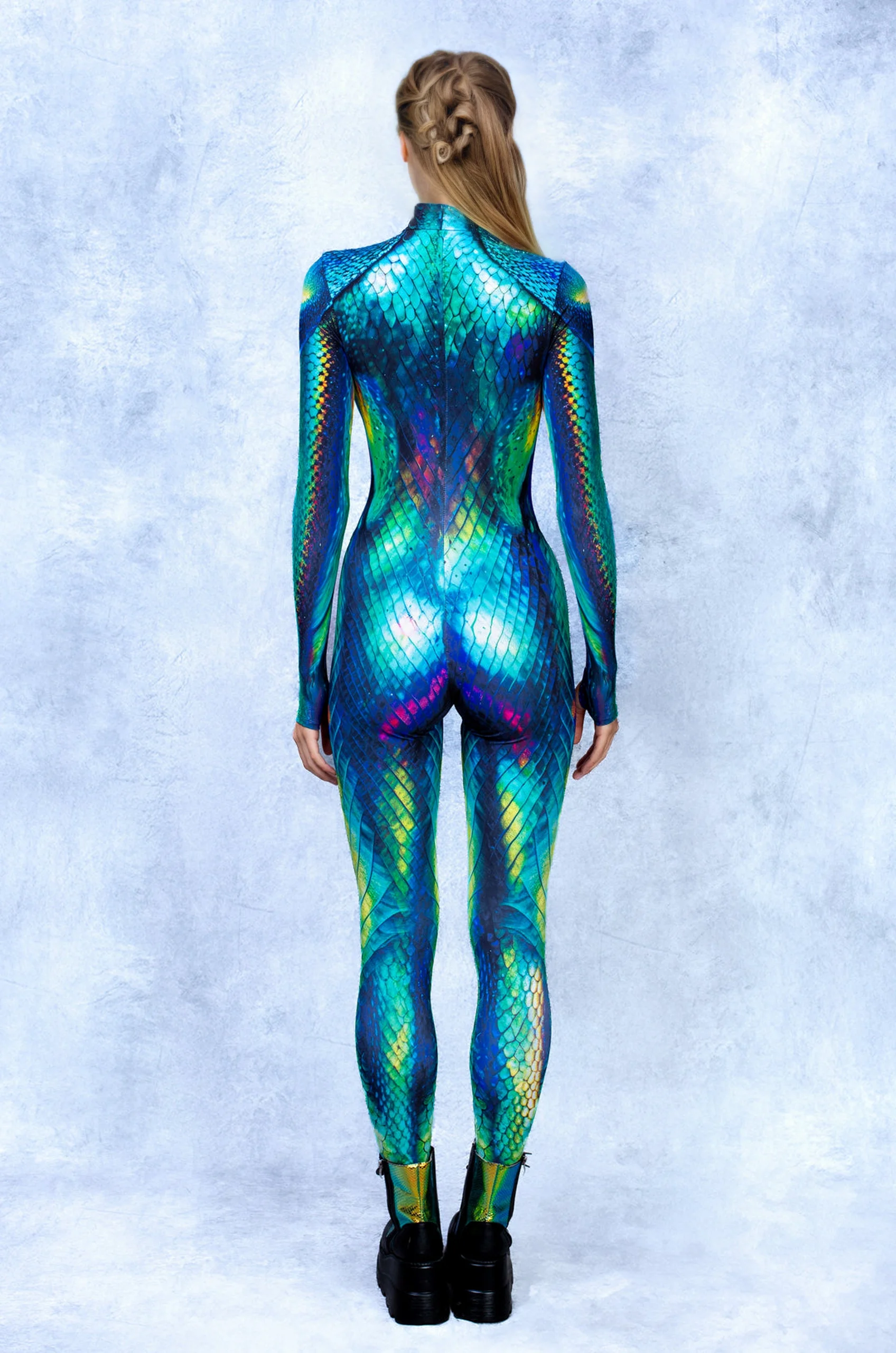 Sexy Schlangenmuster-Bodysuit, Bunter Party-Morphsuit, Ferien-Outfit mit Waldthema, Reißverschluss-Halloween-Zentai-Anzüge, Rave-Outfits 2026 – Detail 6