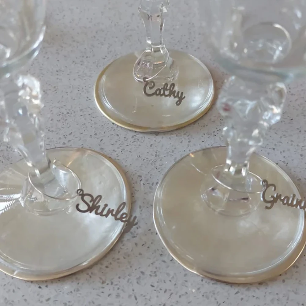 Personalized Wine Glass Charm Custom Wedding Drink Tags Name Gift Wedding Bridal Shower Decor Party Cut Acrylic Table PlaceCards