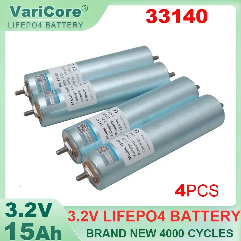 4pcs VariCore 3.2V 33140 15Ah lifepo4 Cells Lithium-iron phospha 16000mAh for 4S 12v Solar Inverter power tools Battery pack