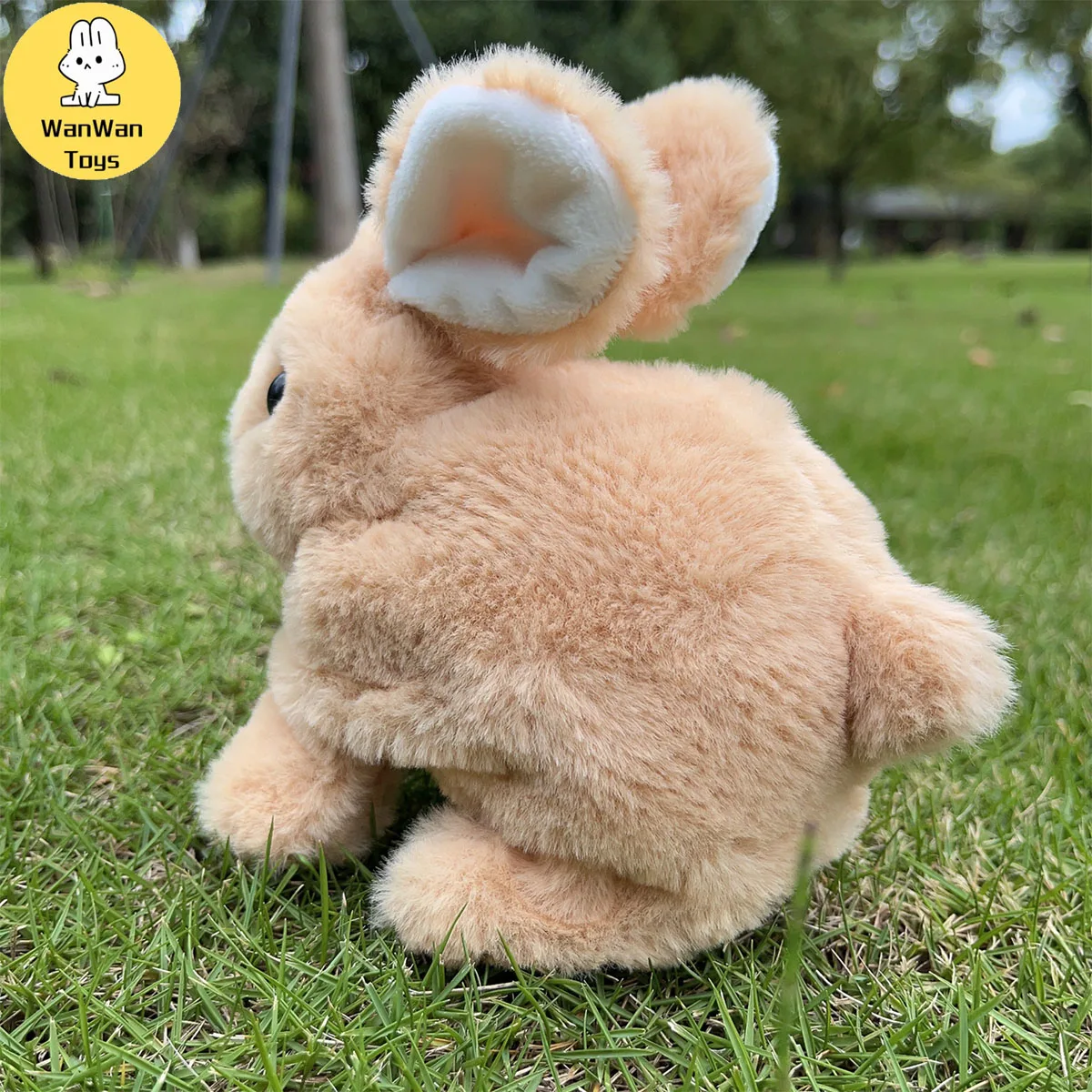 Black-Eyed Solid Color Long-Haired Rabbit Children\'s Flat-haired Electric Cartoon Small Plush Electric Toy