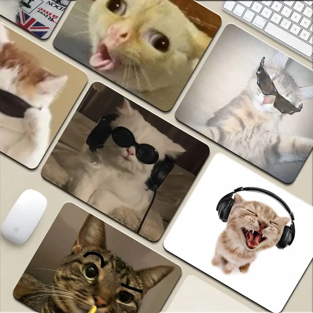 

Funny Cat Meme Small Mousepad Keyboard Pad Laptop Cushion Non-slip Deskpad