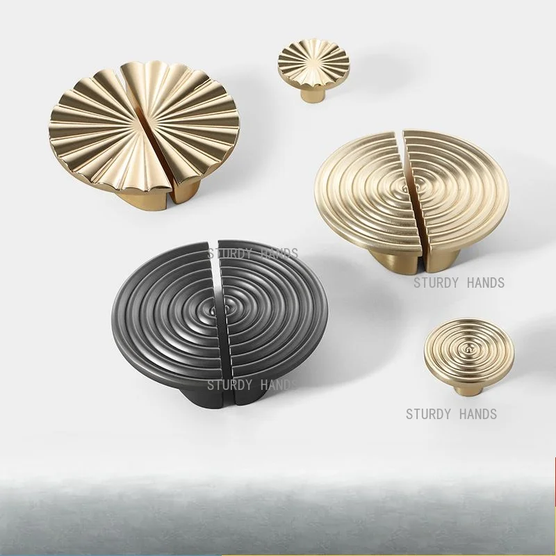 2pc Modern minimalist cabinet door handle gold cabinet zinc alloy circular matching door handle
