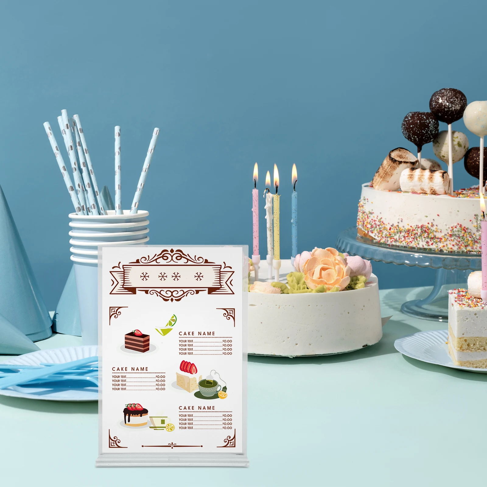 

4 Pcs Transparent Sign Poster Board Acrylic Wedding Display Number Plate Menu Holder Document Stand Clear The Table