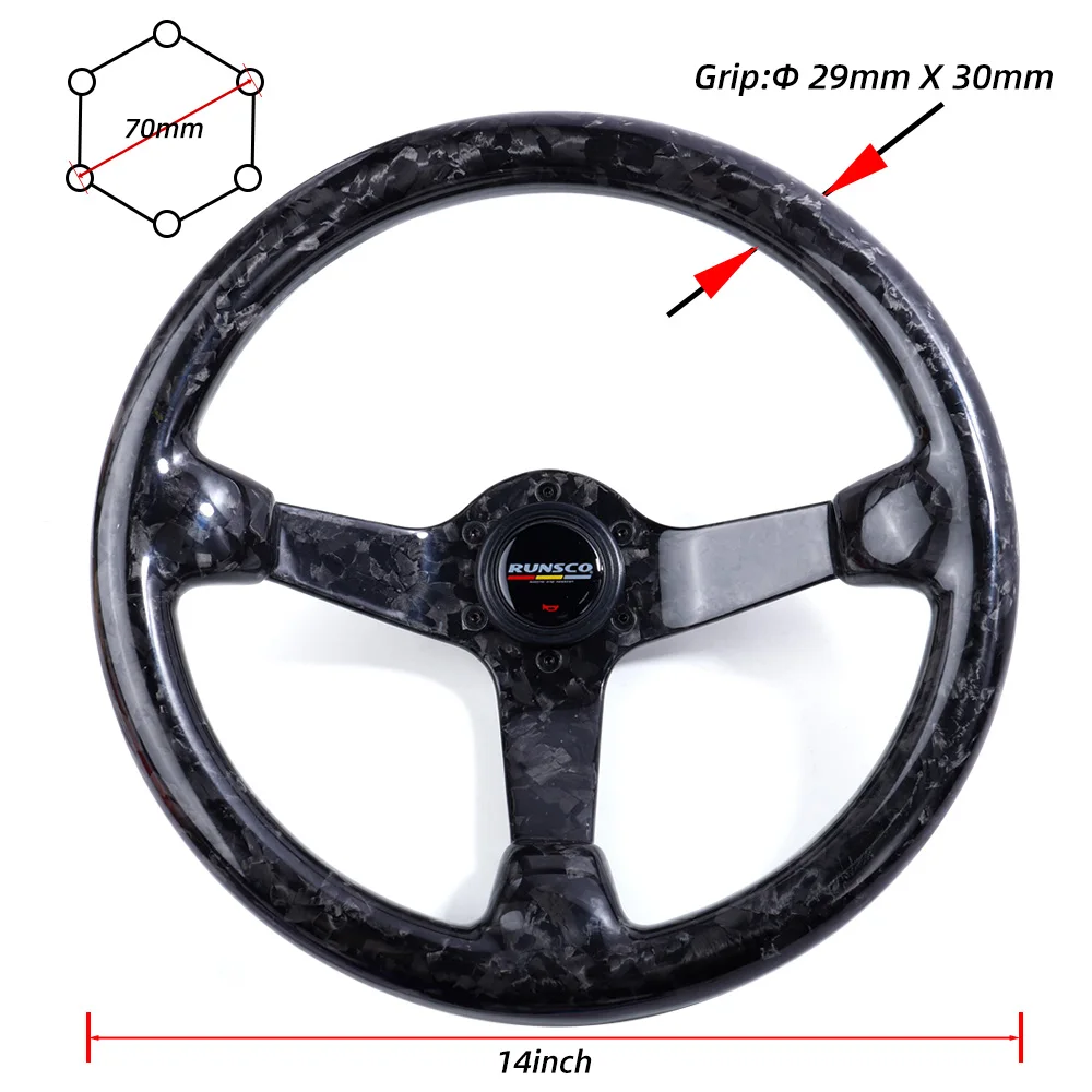 14inch Carbon Fiber 3inch Deep Dish Steering Wheel Racing Drift Car for Toyota BMW MK7 Sim Racing Game Universal