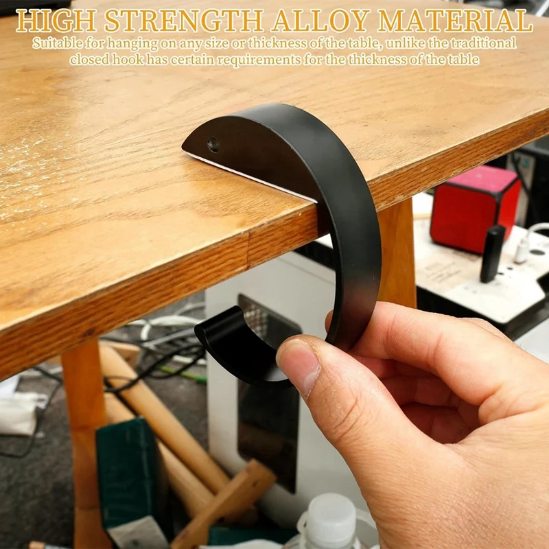 Abwr-dompet kait untuk meja, 4 buah gaya C tas paduan aluminium gantungan tas meja dompet meja Anti selip di bawah meja kait ransel