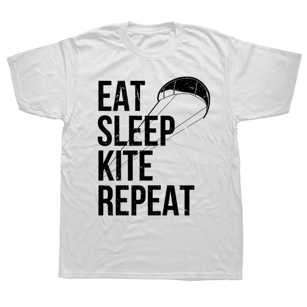 Kitesurf Design Eat Sleep Fashion TShirts Kitesurfing Kiteboarding Flysurfing Kite Male Harajuku Pure Cotton Tops T Shirt