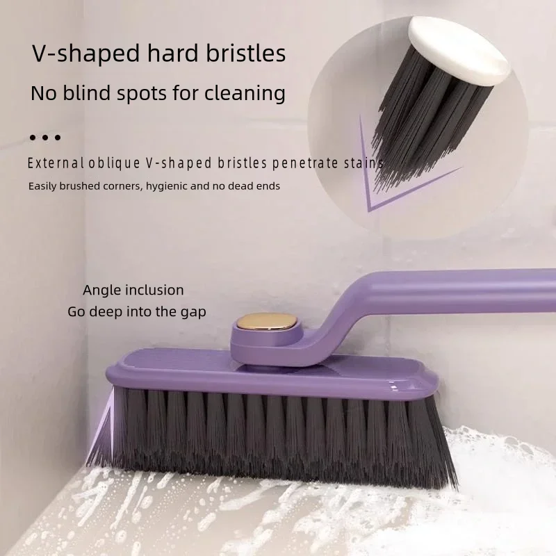 Multi-function Rotary Cleaning Brush Hard Hair Bathroom Tile Angle 2-in-1 Slot Cleaning Brush Floor Seam and Wall Brush