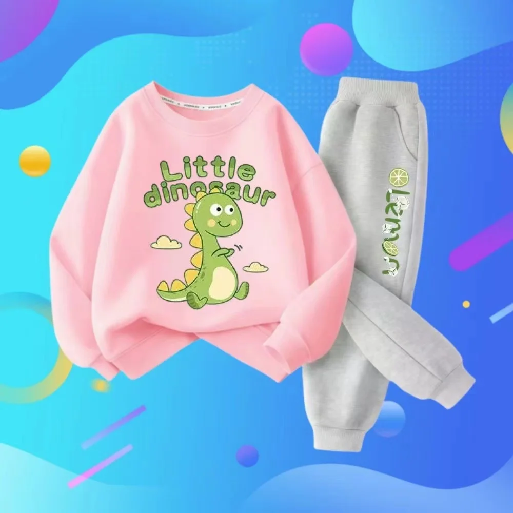Frühling Baby Jungen Kleidung Set Kind Mädchen Cartoon Dinosaurier Gedruckt Sweatshirts Pullover Top Und Hosen 2PCS Anzug Kinder Trainingsanzüge