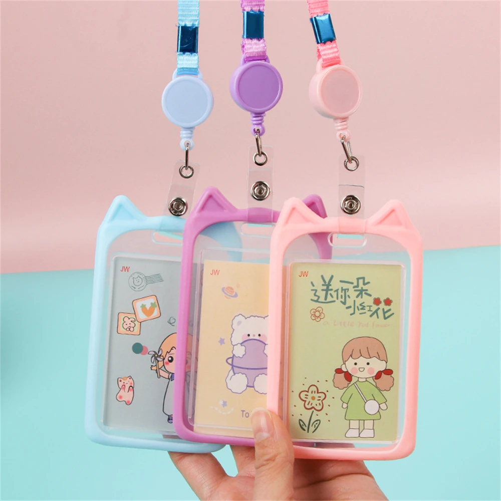 10SETS Access Card Sleeve Transparent Waterproof And Dirt-resistant Soft Stationery Set Protective Sleeve Silicone Cartoon
