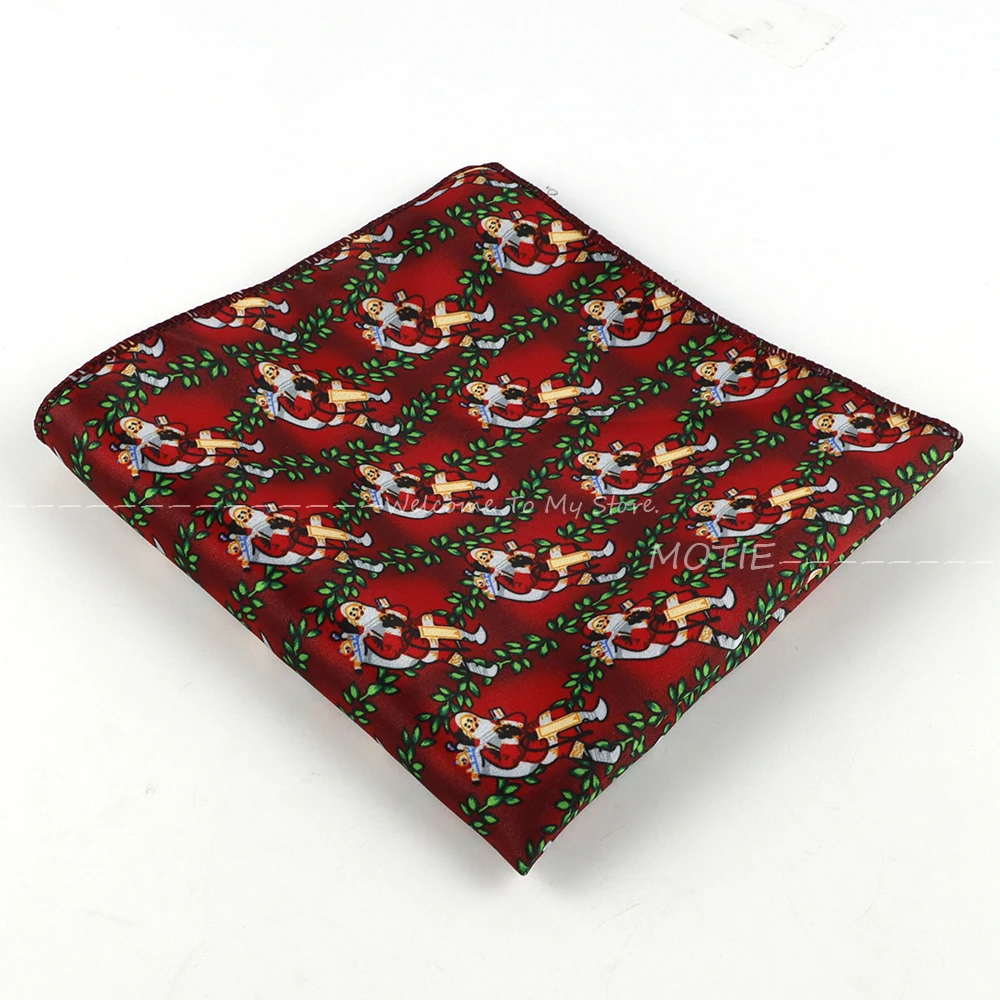 クリスマスの日ソフトポケットスクエアグリーンクリスマスソックスパターンハンカチハロウィンクリスマスパーティースーツアクセサリーギフトとして