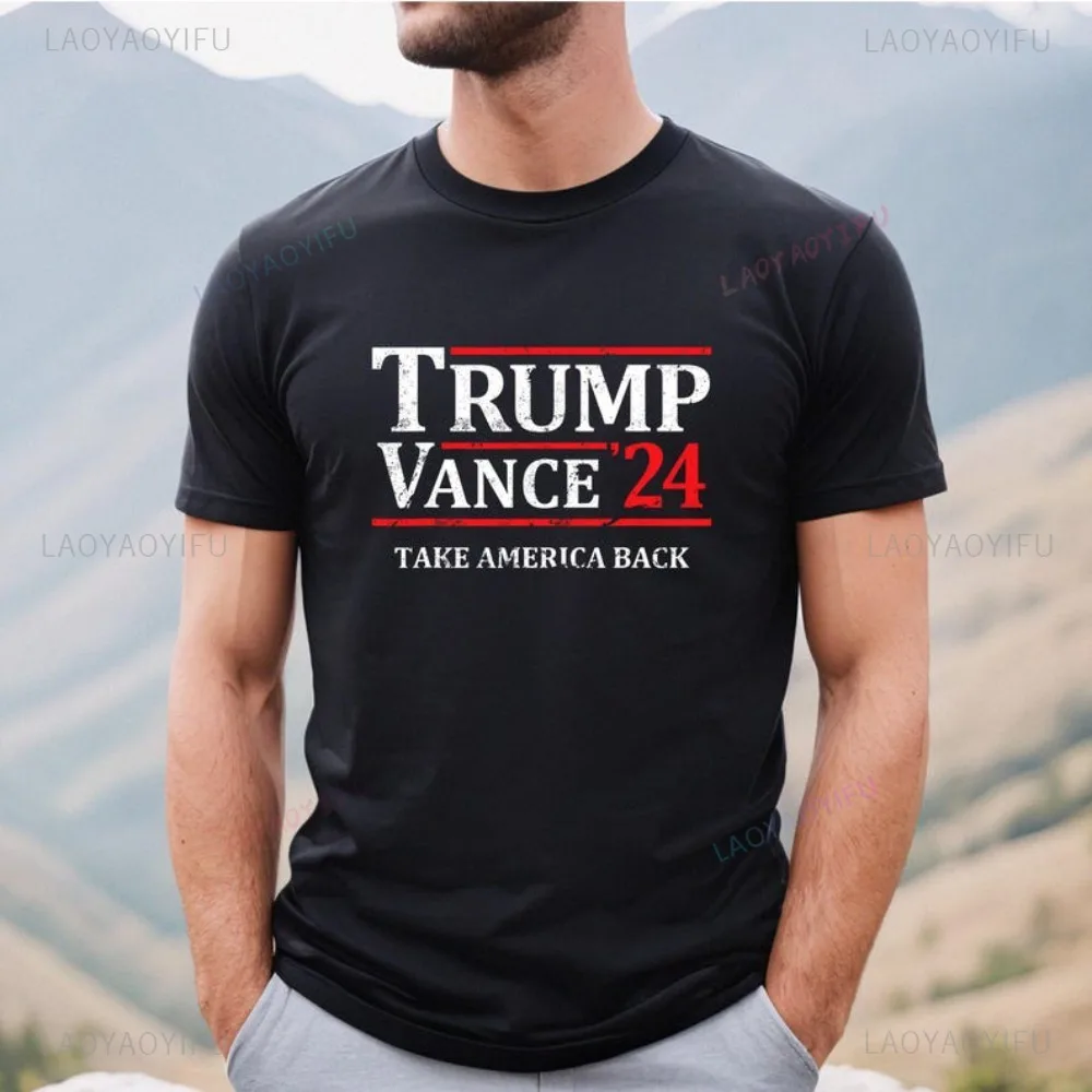 Trump Make America Great Again Men and Women T-shirt 2024 Back on Track President Trump T-shirt Short Sleeve Men Tops