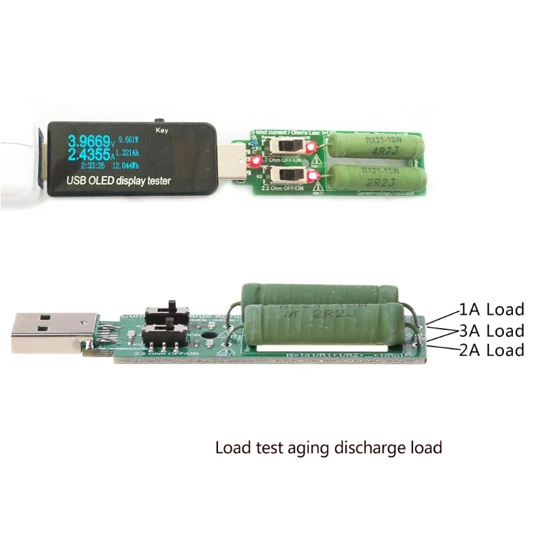 USB Resistor Electronic Load Adjustable 3 Current 5V Resistance Tester Simple operation