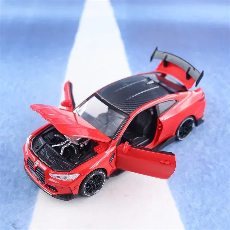 1:32 BMW M4 Coupe alta simulación Diecast Metal aleación modelo coche sonido luz tirar hacia atrás colección niños juguetes regalos