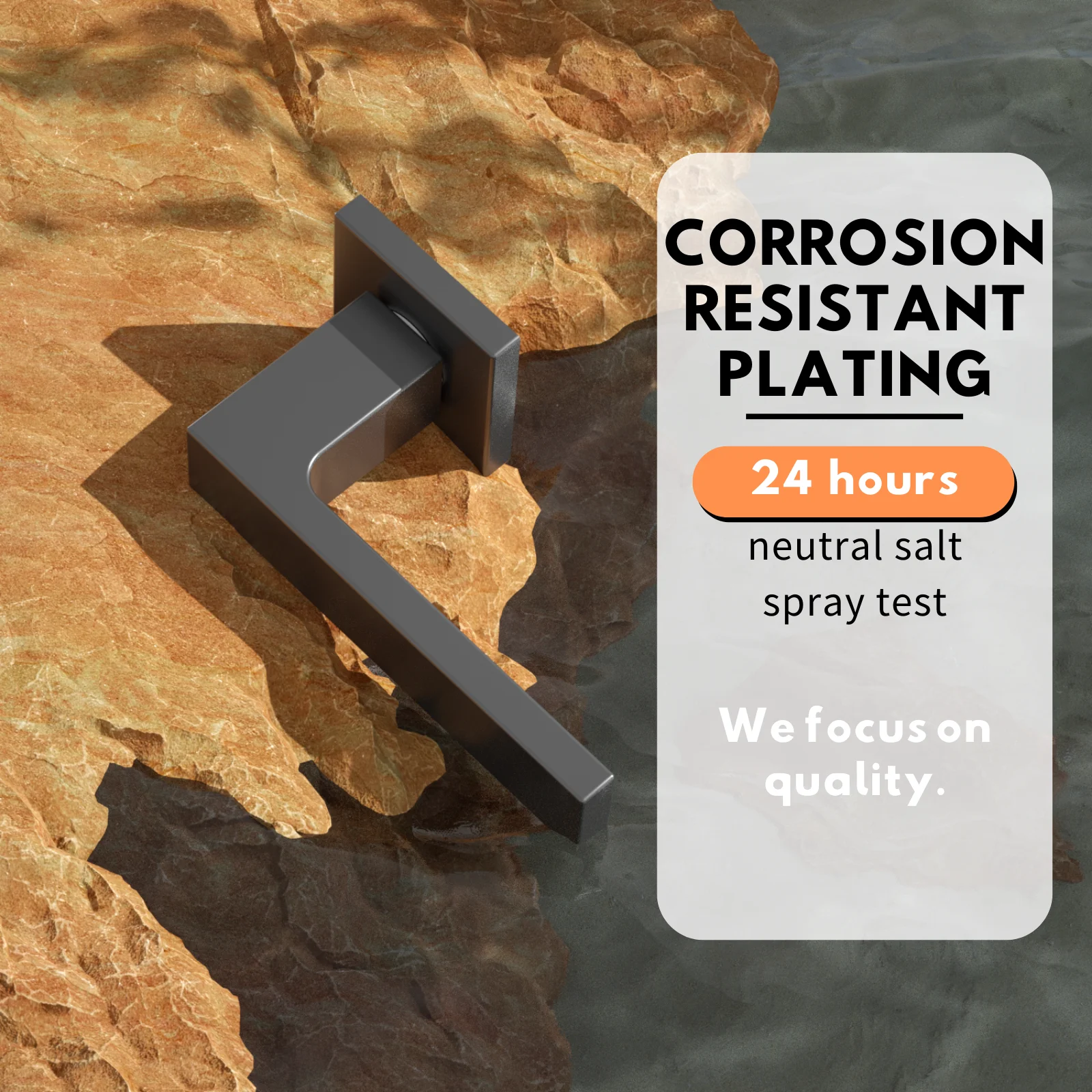 VERQNI MANIGLIE & ACCESSORI HRAB-258 Matte Black  Modern Rectangular Aluminium Interior Door Handle Lock Set