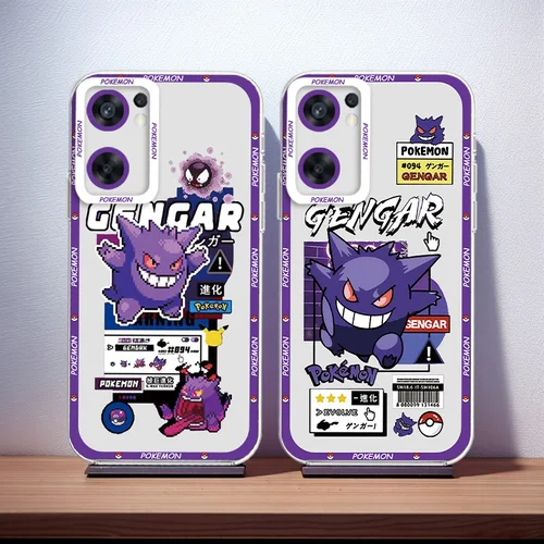 포켓몬 패션 Gengar 투명 휴대폰 케이스, OPPO A98 A94 A92 A78 A76 A74 A72 A58 A54 A55 A36 A15 Reno 7 6 5G Angel Eyes  Best5