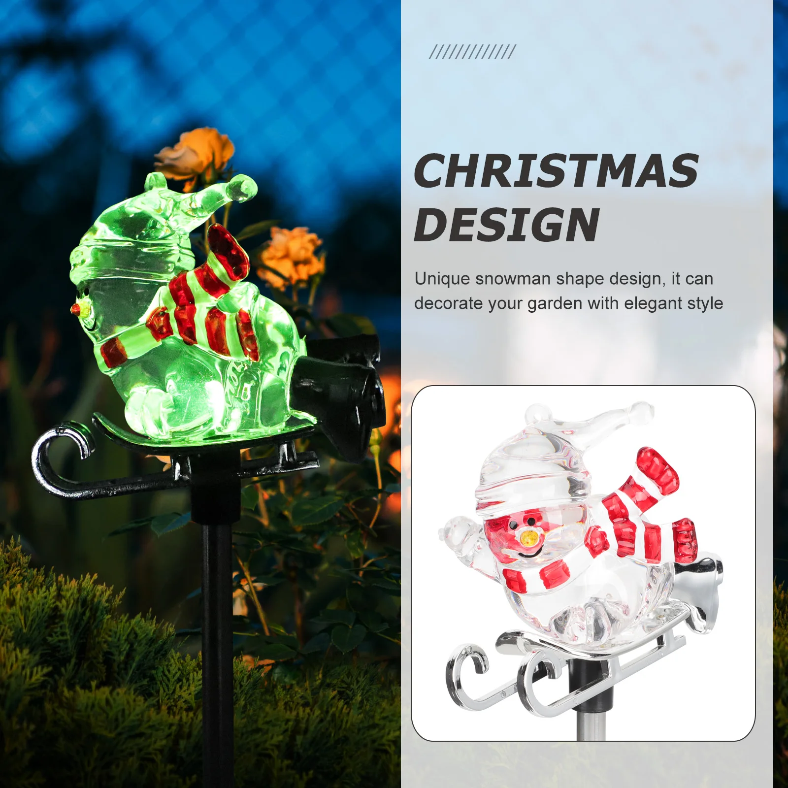 

Holiday Snowman Decorative Light Christmas Decorations Lamp Stick Garden Lights Solar Powered Waterproof