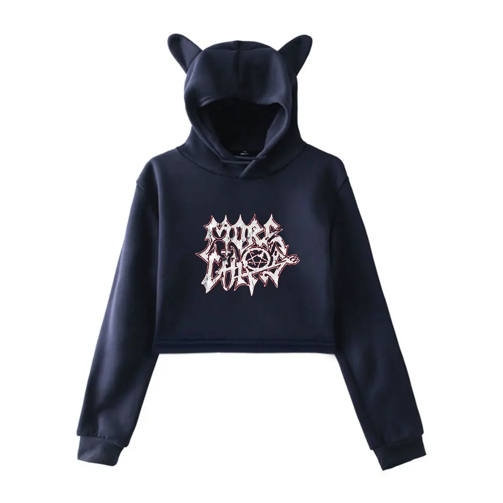 Felpa con cappuccio Ken Carson Merch per ragazze Pullover corto con orecchie di gatto Abbigliamento casual stampato