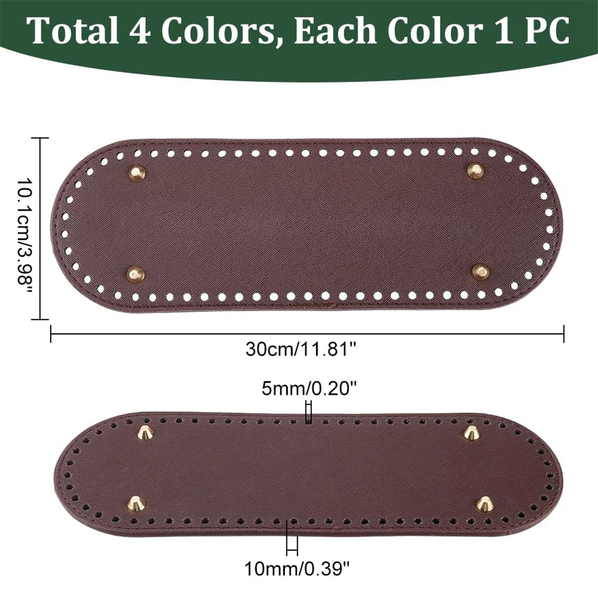 4Pcs Bag Bottom Base Pads, 4 Colors Oval Crochet Bag Bottom PU Leather Bottom Shaper Pad 10x4.7inch