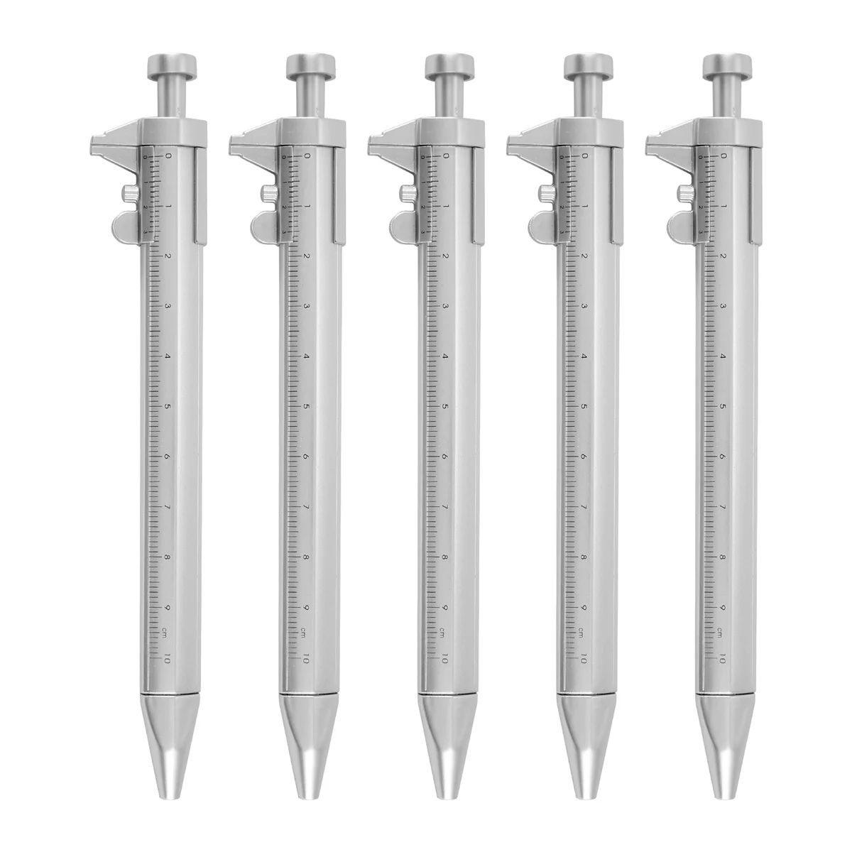 ABNP 5Pcs Multifunction 1.0mm Gel Ink Pen Vernier Caliper Roller Ball Pen Stationery Ball-Point Pens Blue Ink