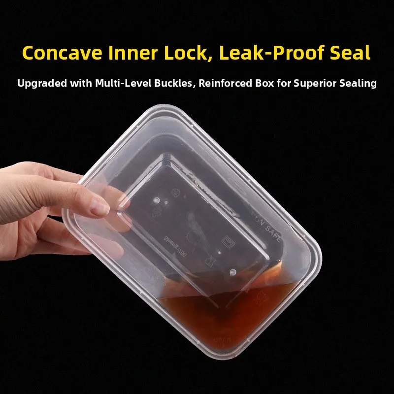 Disposable Plastic Lunch Box Takeaway Food Container Rectangular Transparent Cover Included Fruit Salad Packaging Box