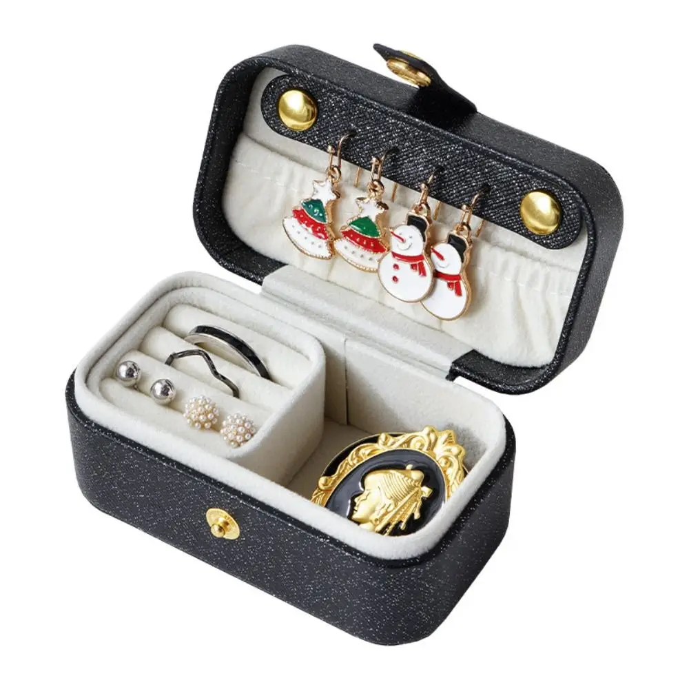 

Durable PU Leather Mini Jewelry Box Mini Portable Jewelry Organizer Flip Cover Brooch Lipstick Case for Women Girls