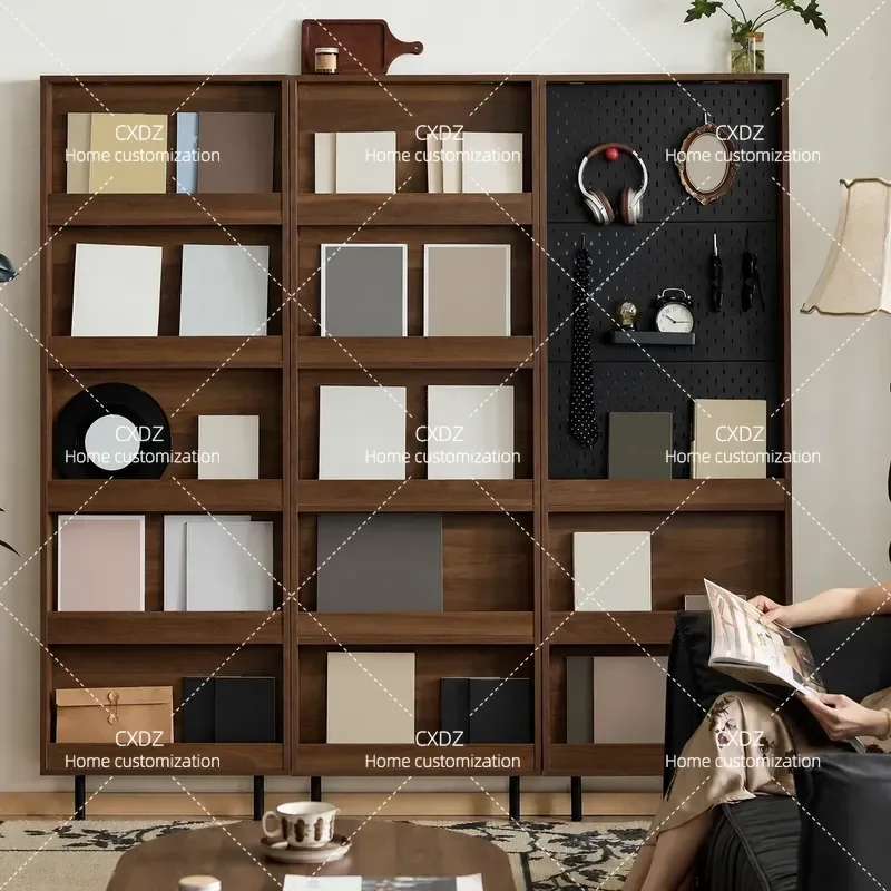 Ultra Thin Wall Mounted Bookshelf Floor Standing Cabinet Door Hole Plate Storage Rack for Study Home Office Combination Shelf