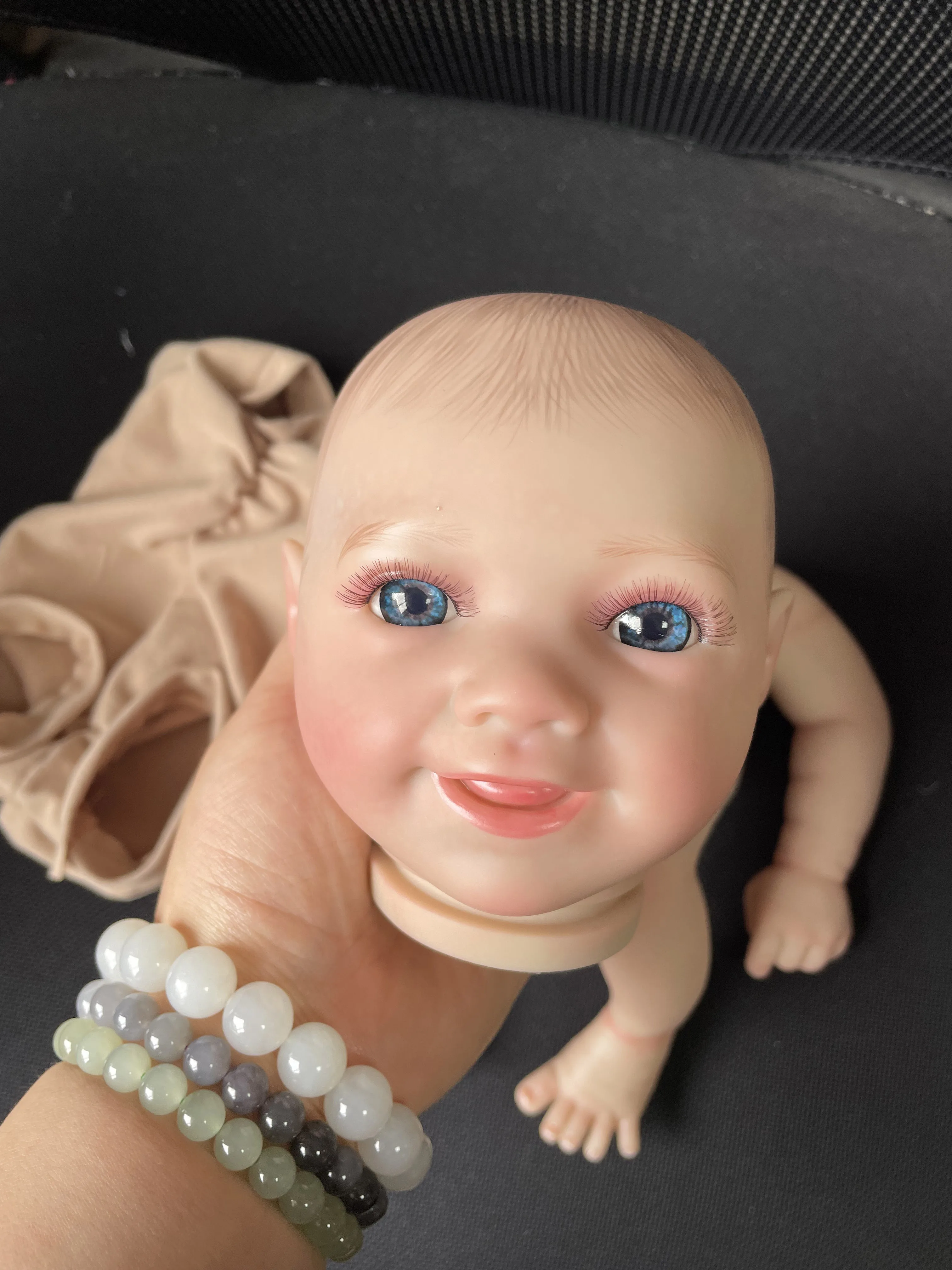 17Inch Painted Hair Reborn Smiling Baby Kit Lifelike Unassembled DIY Doll Parts Multiple Layers 3D Skin Muñecas Куклы Реборн
