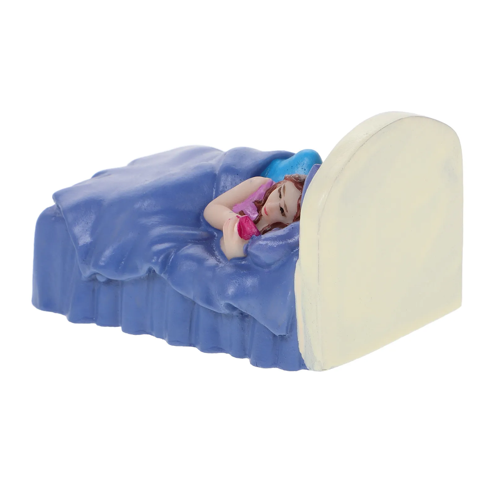 Miniature Garden Couple on Bed Ornament Smartphones Addictive Prevention Sand Table Therapy Micro Landscape Resin Statue