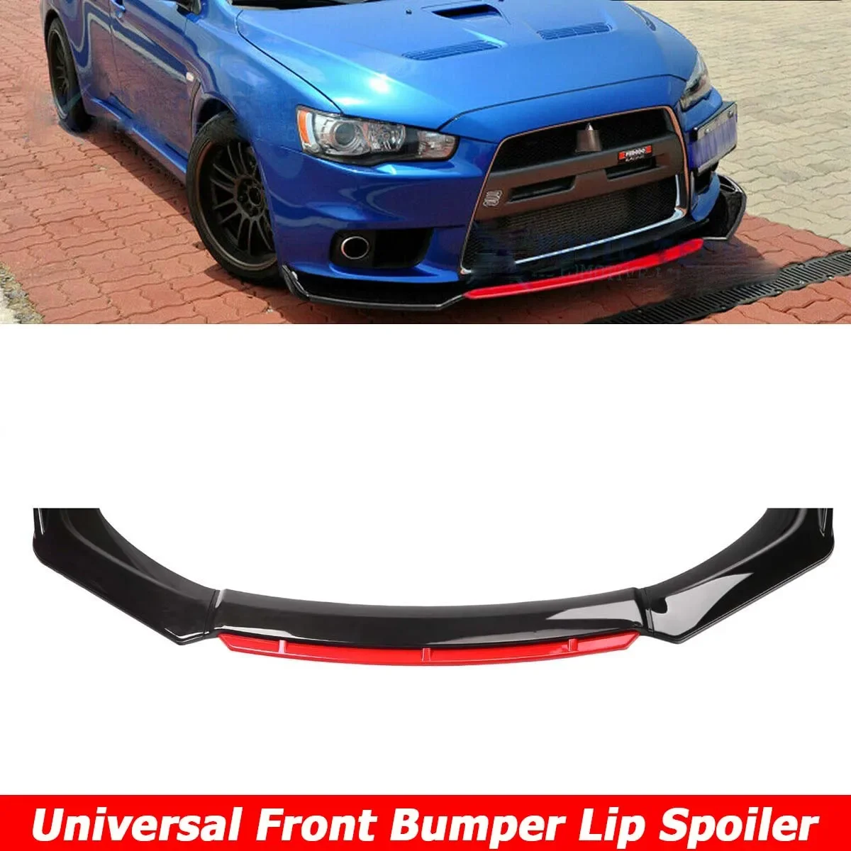 

4PCS Front Bumper Lip For Mitsubishi Lancer 2008-2017 Spoiler Splitter Diffuser Body Kit Guards Universal Fit Car Accessories