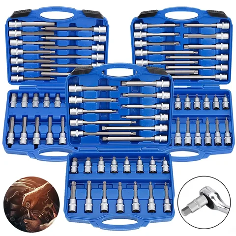 26/30/32Pcs Extended Socket Sleeve Set Pressure Bit Sleeve Set Wrench Head External Torx Socket Combo Kit Hand Tool